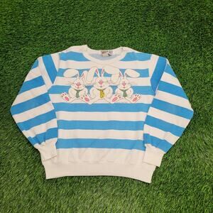 Vintage 1987 Cute Bunny Sweatshirt Womens M/L 21x21 Boxy Crop